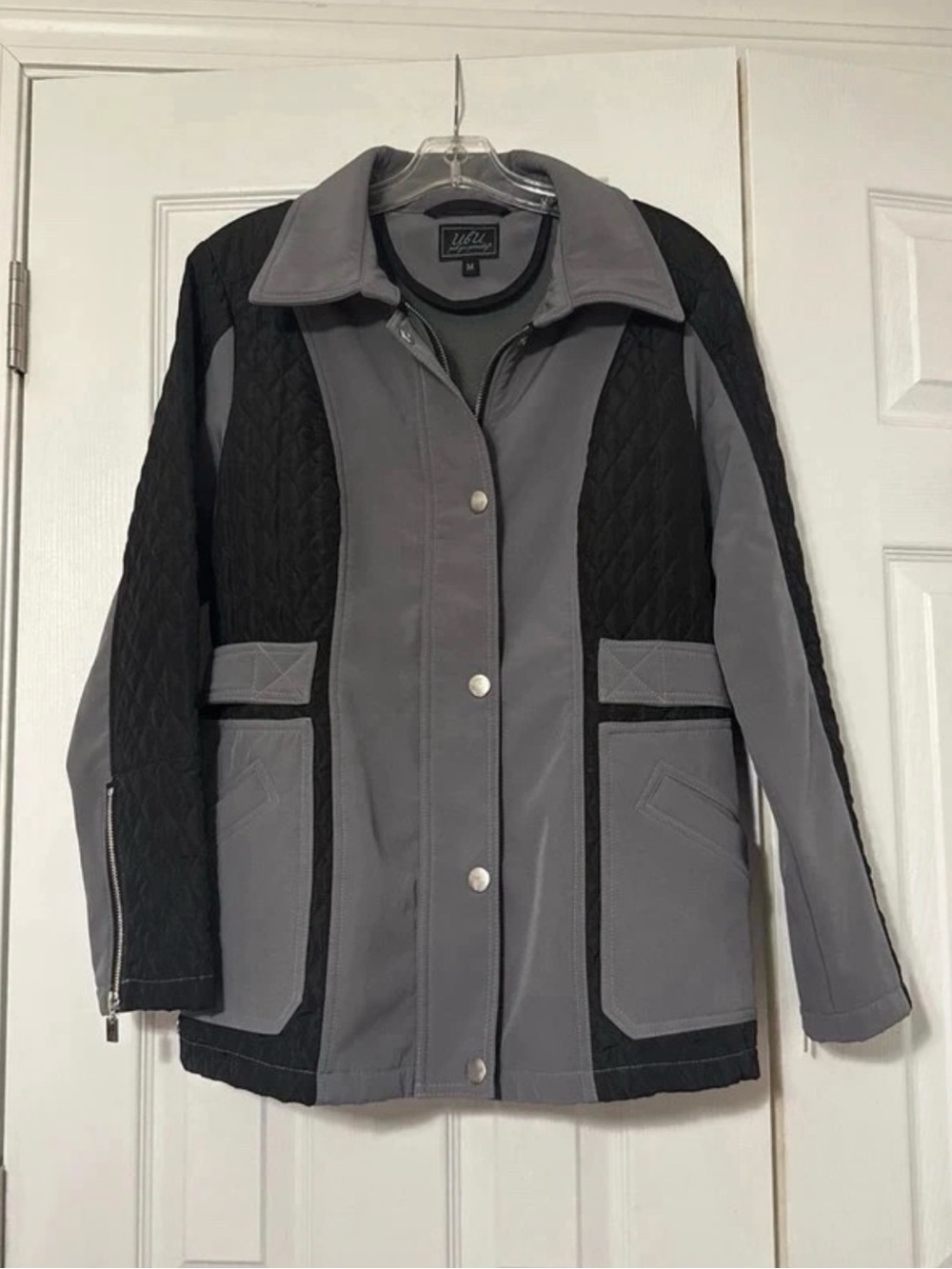 UBU Colorblock Mixed Media Quilted Color-block Jacket/Car coat Size US M.
